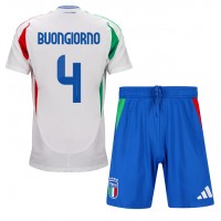 Maglia Calcio Italia Alessandro Buongiorno #4 Seconda Divisa Bambino Europei 2024 Manica Corta (+ pantaloncini)